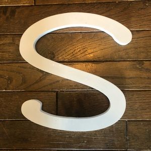 9” White Wood “S” Letter